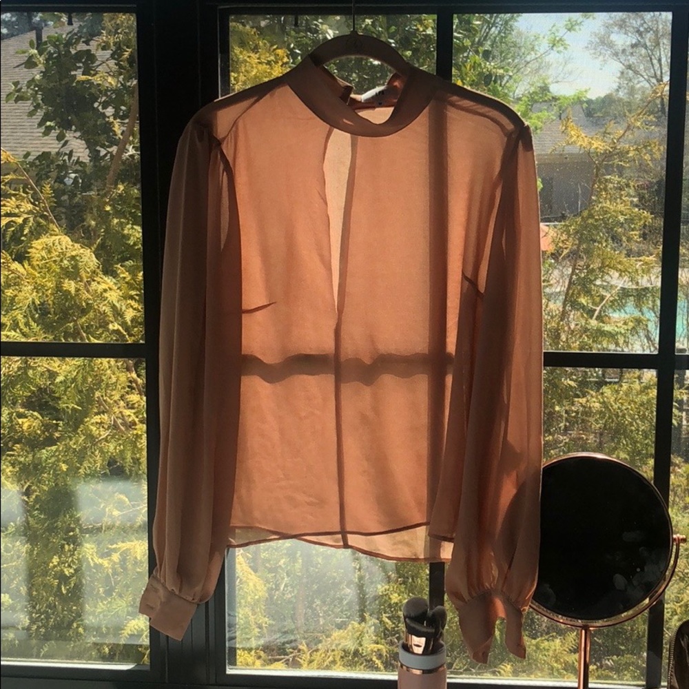 LPA Sheet Baby Pink Mock Neck Blouse